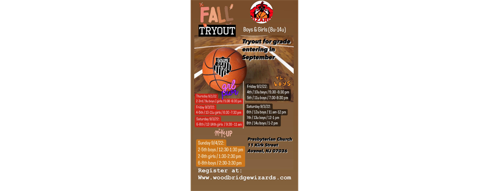 Fall AAU Tryouts (2nd - HS) Boys / Girls 