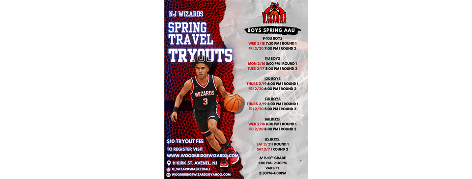 AAU SPRING BOYS Tryouts (2nd - HS) 