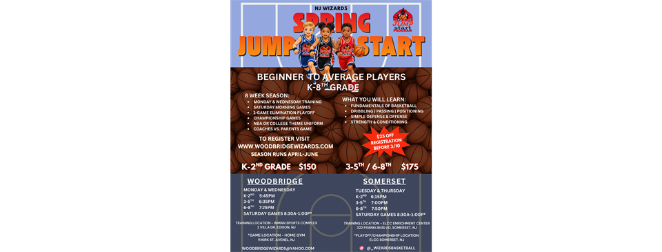 Jump Start (2 locations: Somerset / Woodbridge) All - Year Round